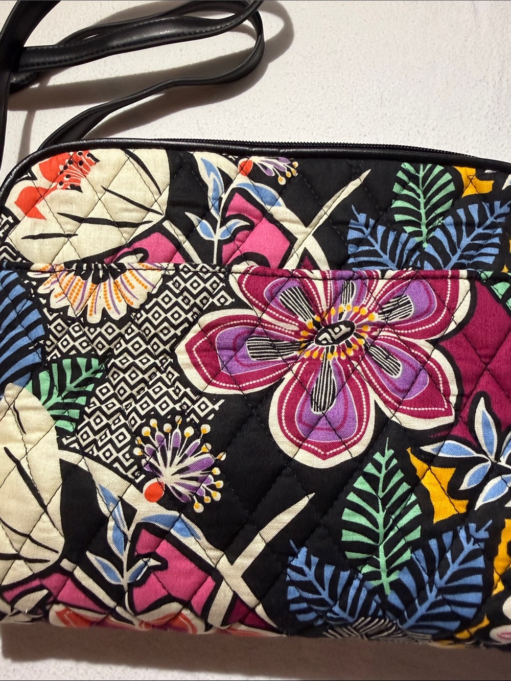 Vera Bradley Black Quilted Crossbody with Multicolor Floral Print - Picture 8 of 10
